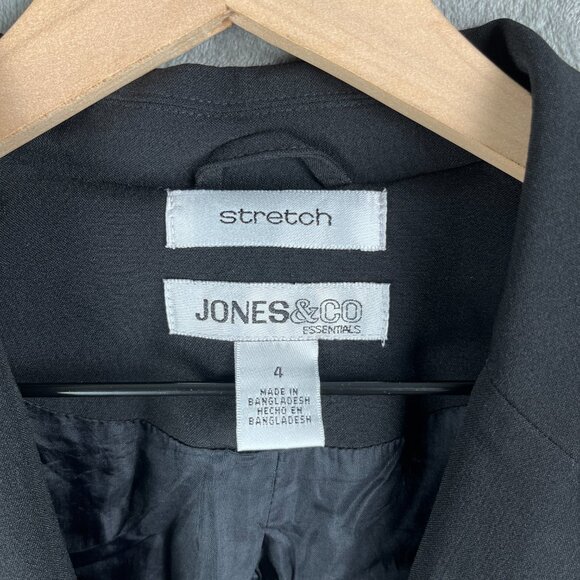 Jones & Co Essentials Blazer Women’s Size 4 Black Stretch Padded Shoulder Work - Picture 5 of 10